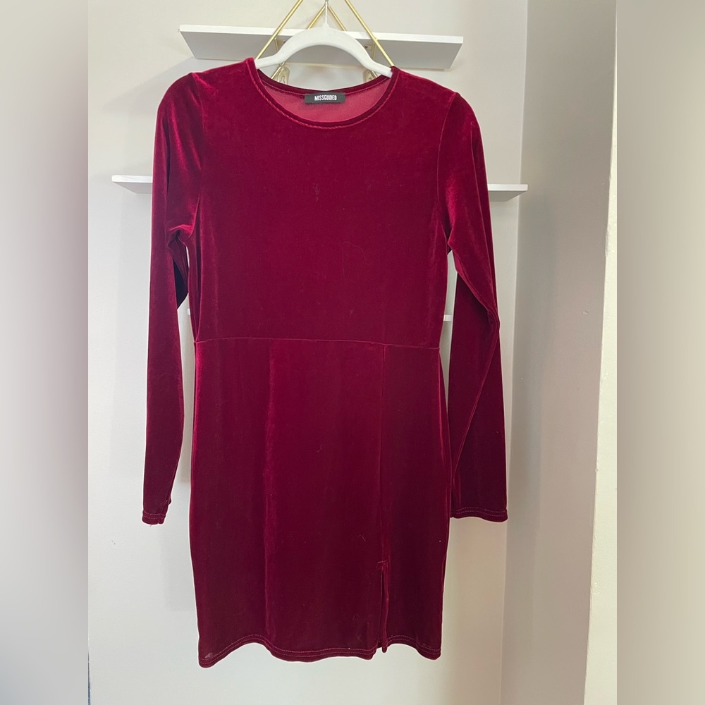 Long sleeves velvet burgundy dress US size 10